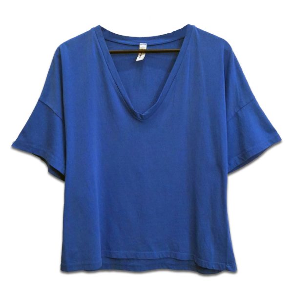 T-shirt Souvenir bluette scollo a "V"