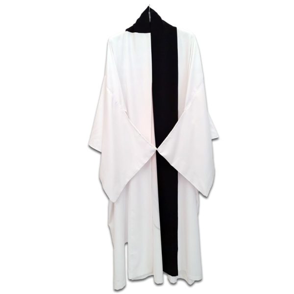 Kimono lungo Nijii Paris bianco e nero con fantasia astratta sul retro